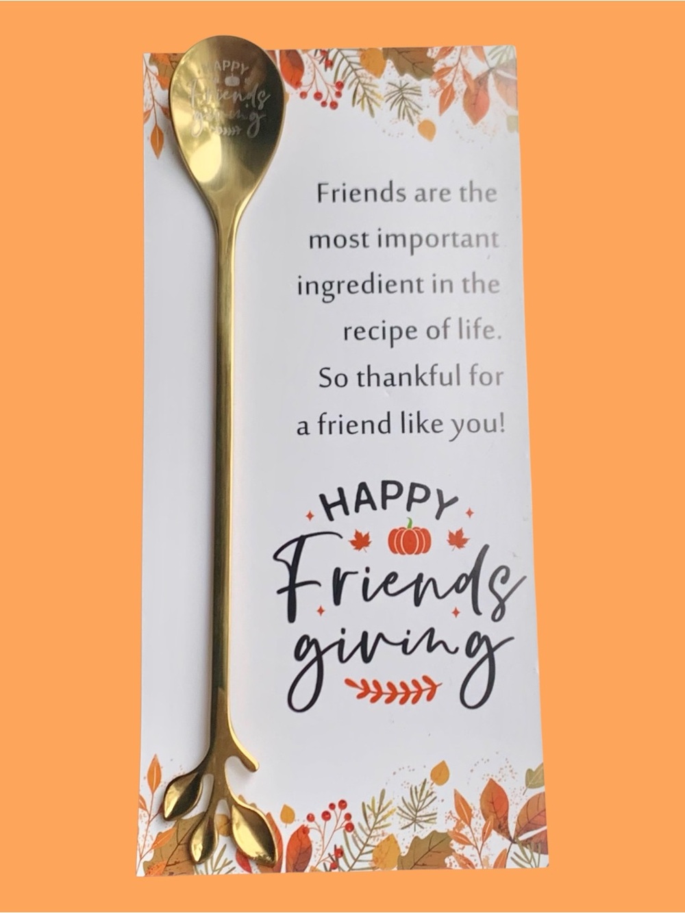 Gold Friendsgiving Decorative Serving Spoon - Festive Friend gift.
